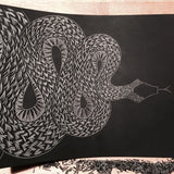 Lino ready for printmaking snake Lino Print by Hex Cavelli