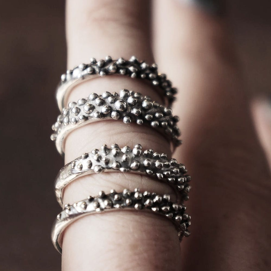 Hex Silver Stud Ring