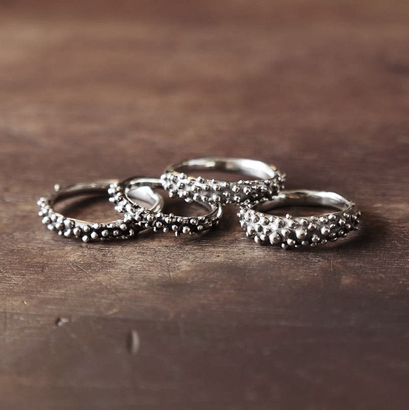 Hex Silver Stud Ring
