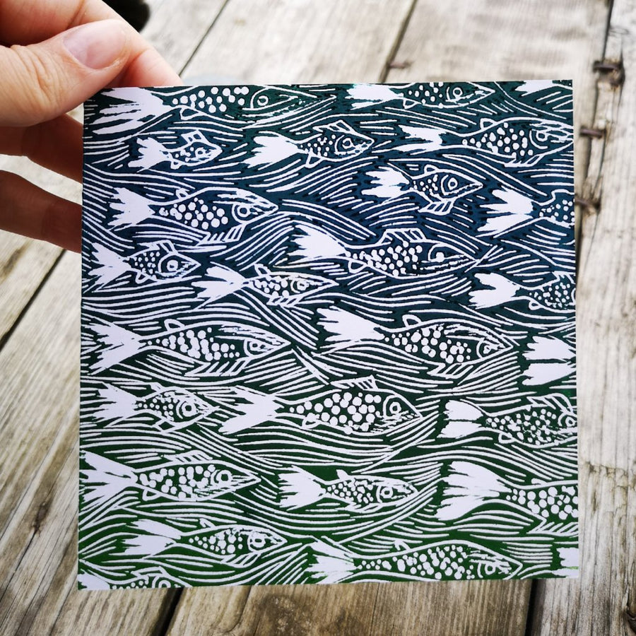 Fish Woodcut Card