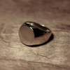 High Shine Mirror finish round silver signet ring by Coops Artist