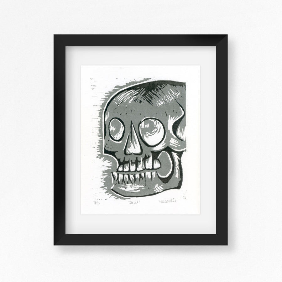 Peruvian Skull Lino Print