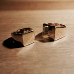 Medium Square Signet Ring + Large Square Signet Ring - Silver Jewellery - Hex Cavelli