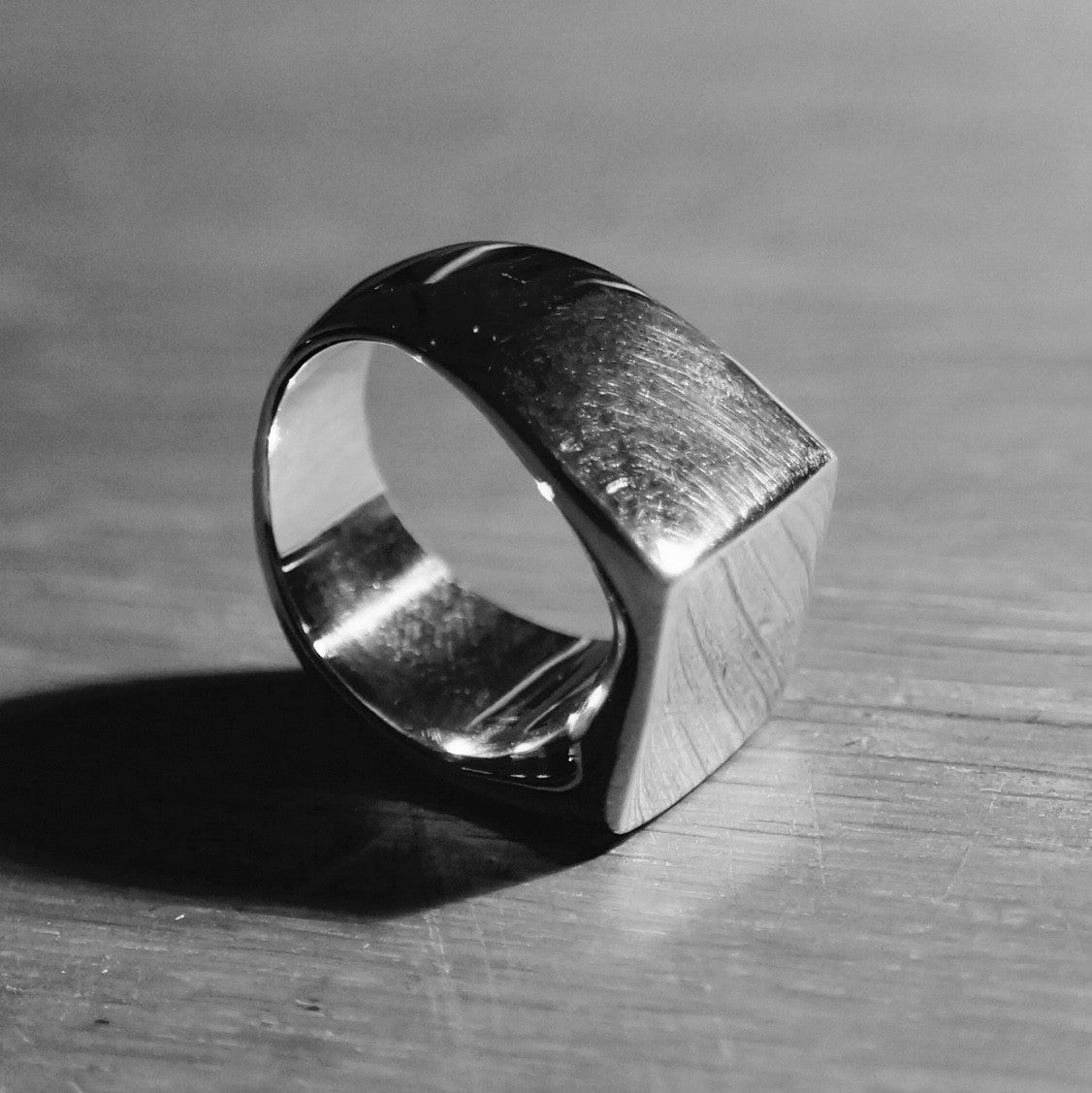 Medium Square Signet Ring - sterling silver jewellery - Hex Cavelli