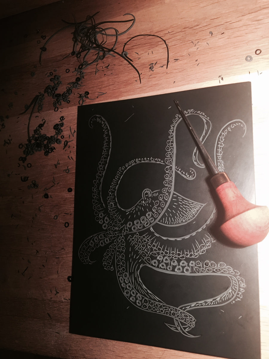 Octopus Lino Print