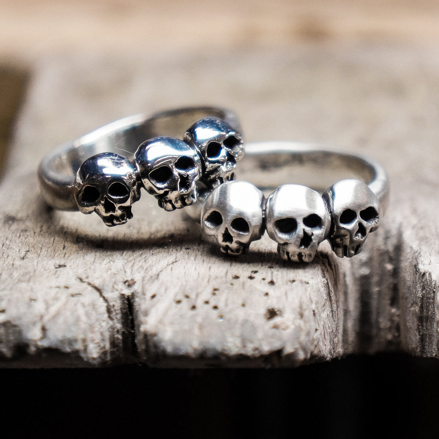 Triple Skull Ring Sterling silver jewellery