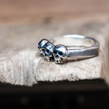 Triple Skull Ring Sterling silver jewellery